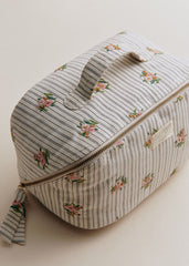 Large Toiletry Bag - Striped Floral Embroidery