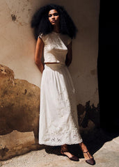 Noa Skirt - Placed Ecru Embroidery