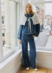 Le 90's Trousers - Sézane x Sea NY - Denim With Navy Embroidery