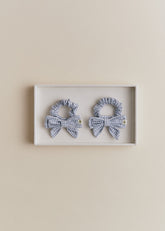 Set Of 2 Bow Scrunchies - Vichy Navy