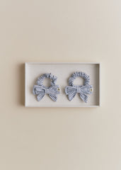 Set Of 2 Bow Scrunchies - Vichy Navy