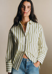 Bilma Shirt - Ecru Khaki Stripes