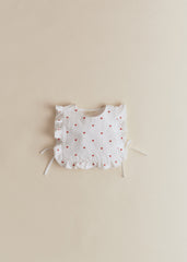 Leia Bib - White Pattern Red Embroidery