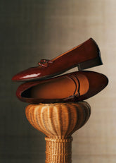 Ninon Low Ballerinas - Patent Mahogany