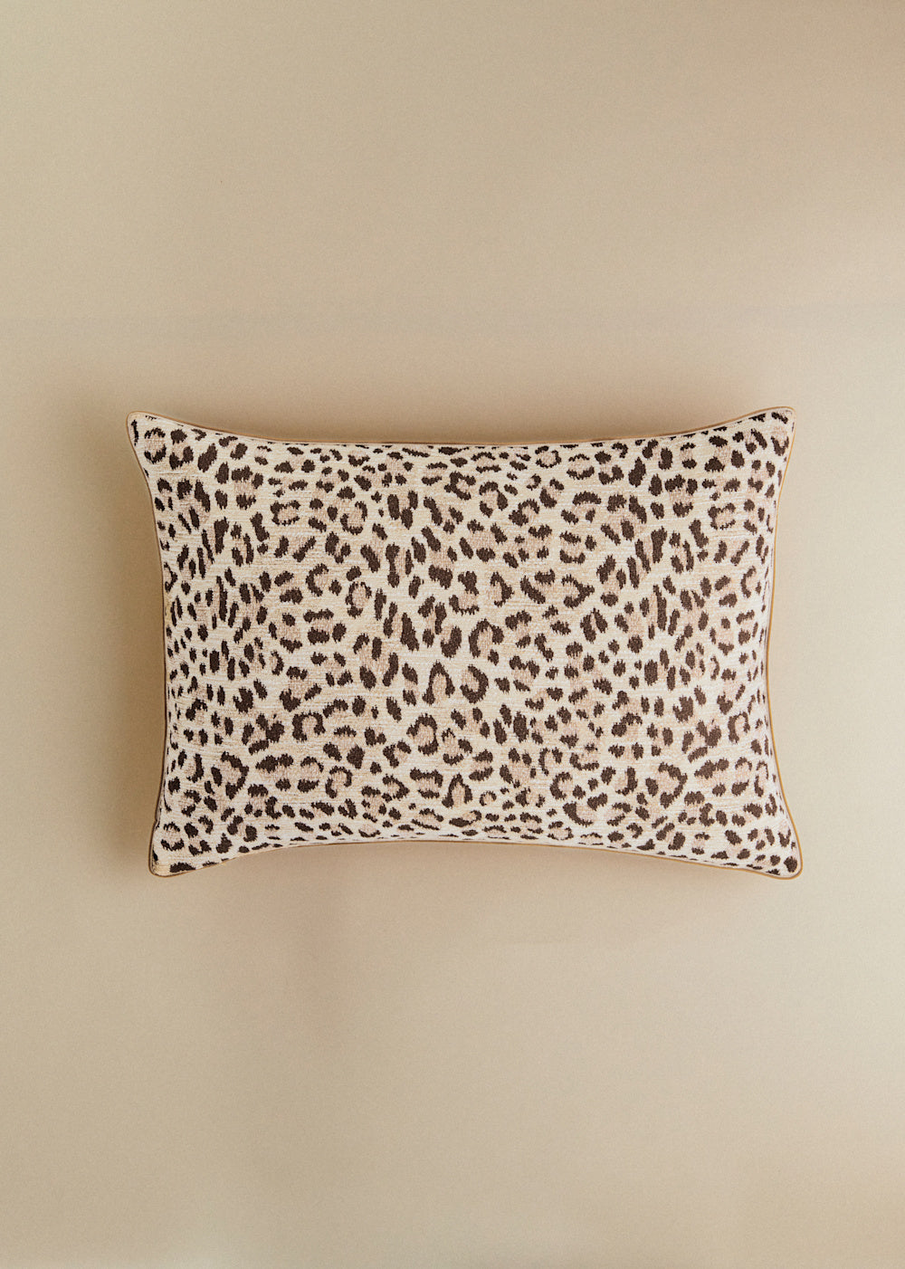 Jacquard Cushion - Large Model - Ecru And Coffee Leopard Print