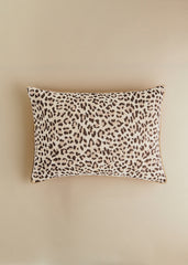 Jacquard Cushion - Large Model - Ecru And Coffee Leopard Print