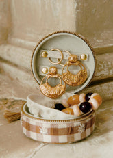 Floral embroidered jewellery box - Camel