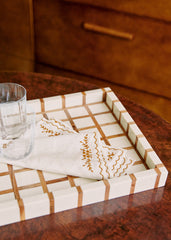 Set of 2 napkins - Primavera Embroidered - Ecru And Caramel