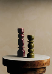 Romie Objetti Candlesticks Set - Green Small Size And Terracotta Large Size