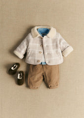 Abel Coat - Beige Ecru Tiles