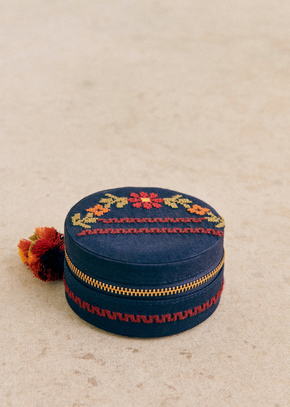 Jewelry Case - Sézane x Lucia Vergara - Marine Blue With Jazmin Embroidery