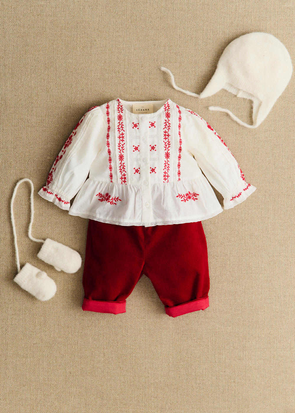 Charlina Shirt - White With Red Embroidery