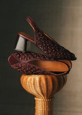 Enora Sandals - Shiny Braided Bordeaux
