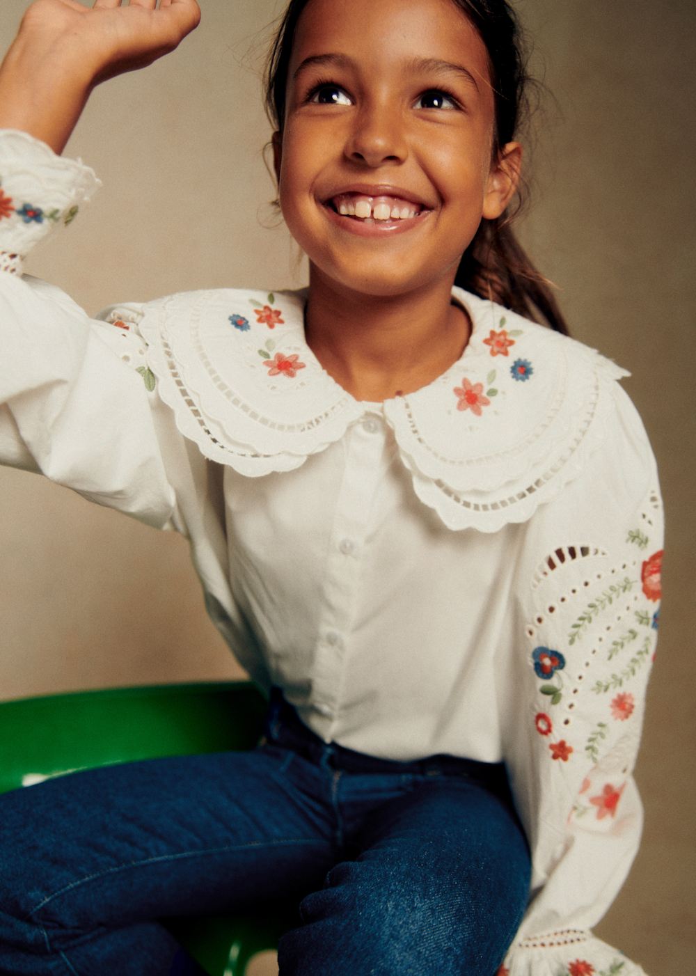 Gloria Shirt - Ecru Multicoloured Embroidery