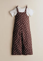 Vera Jumpsuit - Ecru Polka Dots On Chocolate Print