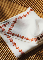 Set of 2 embroidered napkins - Floral Piping Blush And Caramel