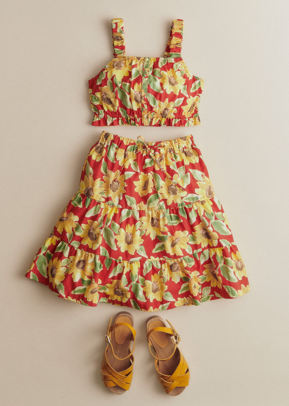 Félicie Top - Red Sunflower Print