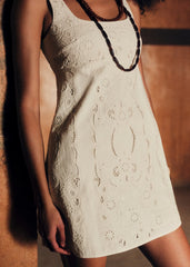 Mafeo Dress - Embroidered Ecru