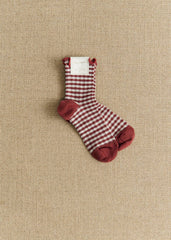 Children's Vichy Socks - Burgundy
