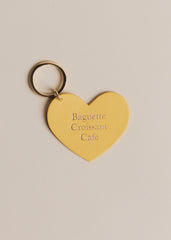 Heart Keyring - Yellow Baguette Croissant Cafe