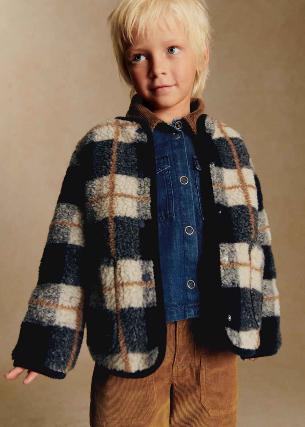Sari Coat - Blue And Ecru Checks