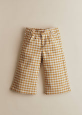 Mao Trousers - Ochre Ecru Gingham Checks