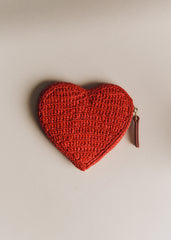 Coeur Coin Case - Red Raffia
