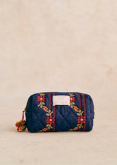 Make-up Bag - Sézane x Lucia Vergara - Marine Blue With Jazmin Embroidery