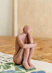 Guénolée Courcoux Sculpture - Woman in her thoughts small model - Terracotta