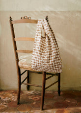 Floral embroidered grocery bag - Camel