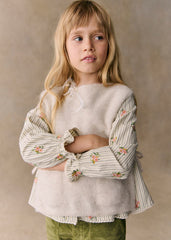 Adèle Blouse - Rayures Broderies Fleurs