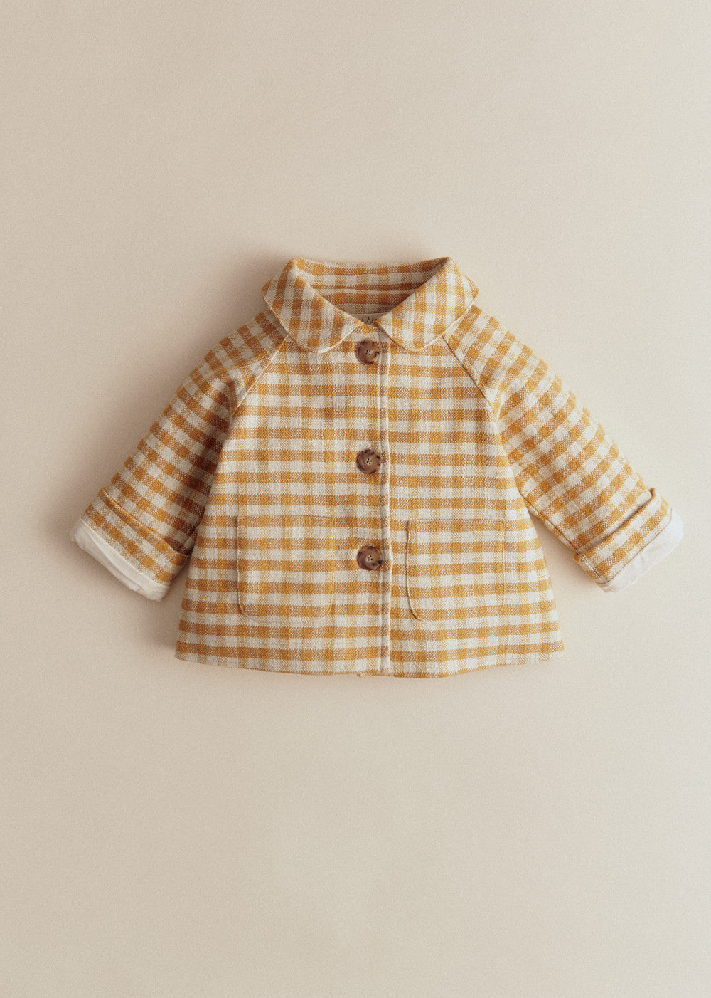 Polla Coat - Ochre Ecru Gingham Checks