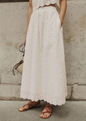 Nala Skirt - Ecru With Petal Embroidery