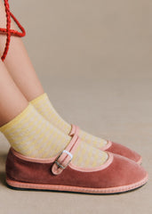 Children's Vichy Socks - Pastel Yellow