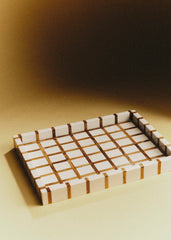 Rectangular tray - Ecru And Acacia Grid Pattern