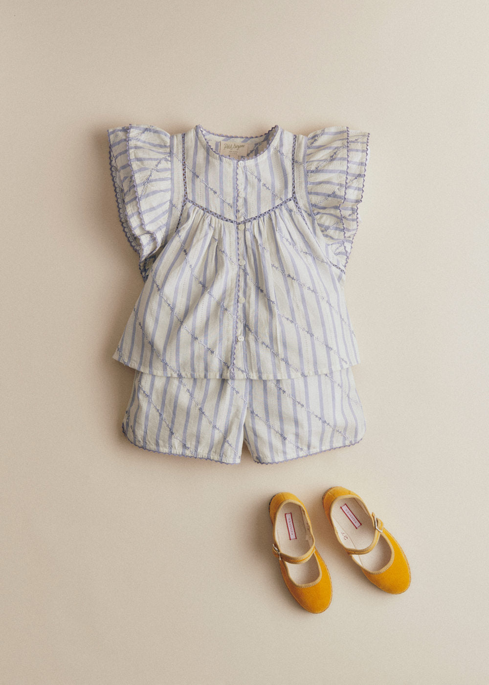 Tallulah Shirt - Lavender Striped Embroidery