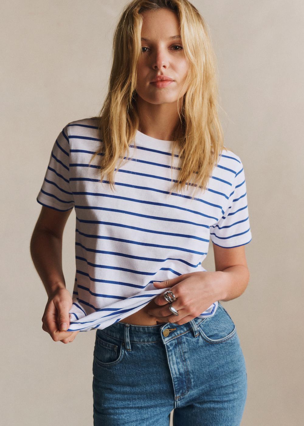 Conrad T-Shirt - White Bright Blue