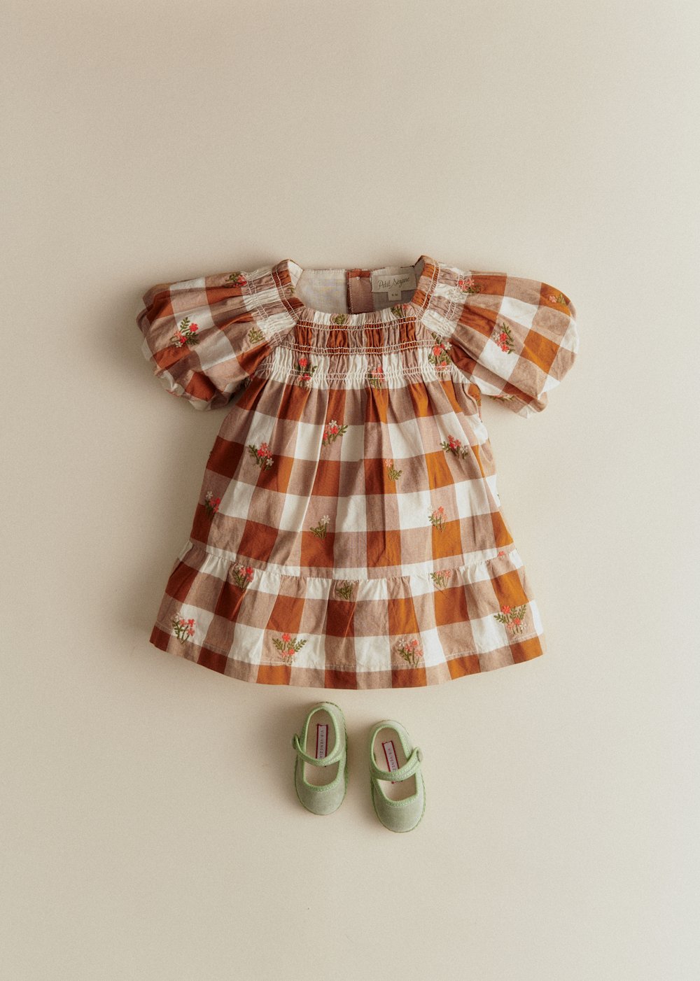 Lucinda Dress - Maxi Gingham Caramel Ecru