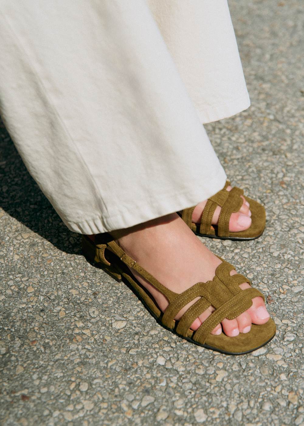 Josepha Low Sandals - Olive Green