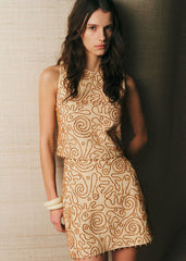 Asmina Blouse - Straw With Contrasting Pearl Ochre Embroidery