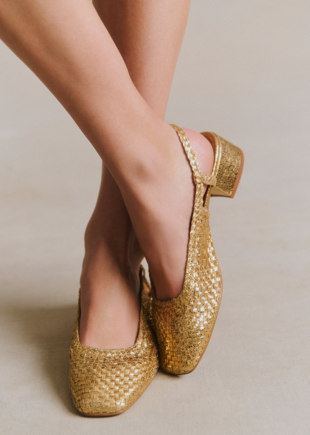 Noemie Heeled Pumps - Smooth Braided Gold