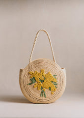 June Basket - Mimosa Embroidery Raffia