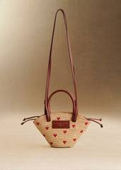 Justine Mini Basket Bag - Raffia Heart Embroidery