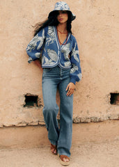 Marceau Cardigan - Sézane x Inoui Editions - Blue With Jacquard Shells