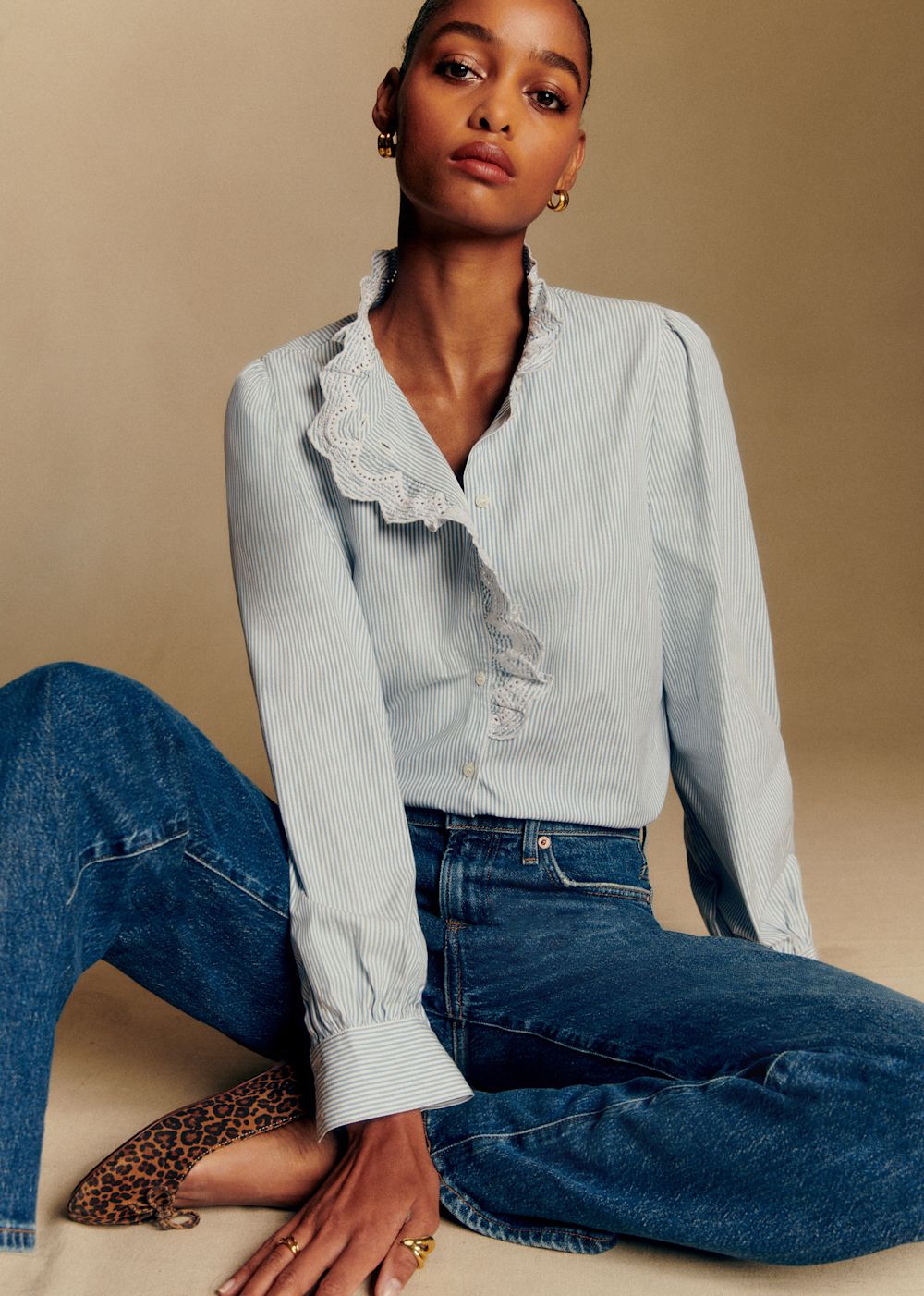 Chlo Shirt - Stripes Ecru Blue