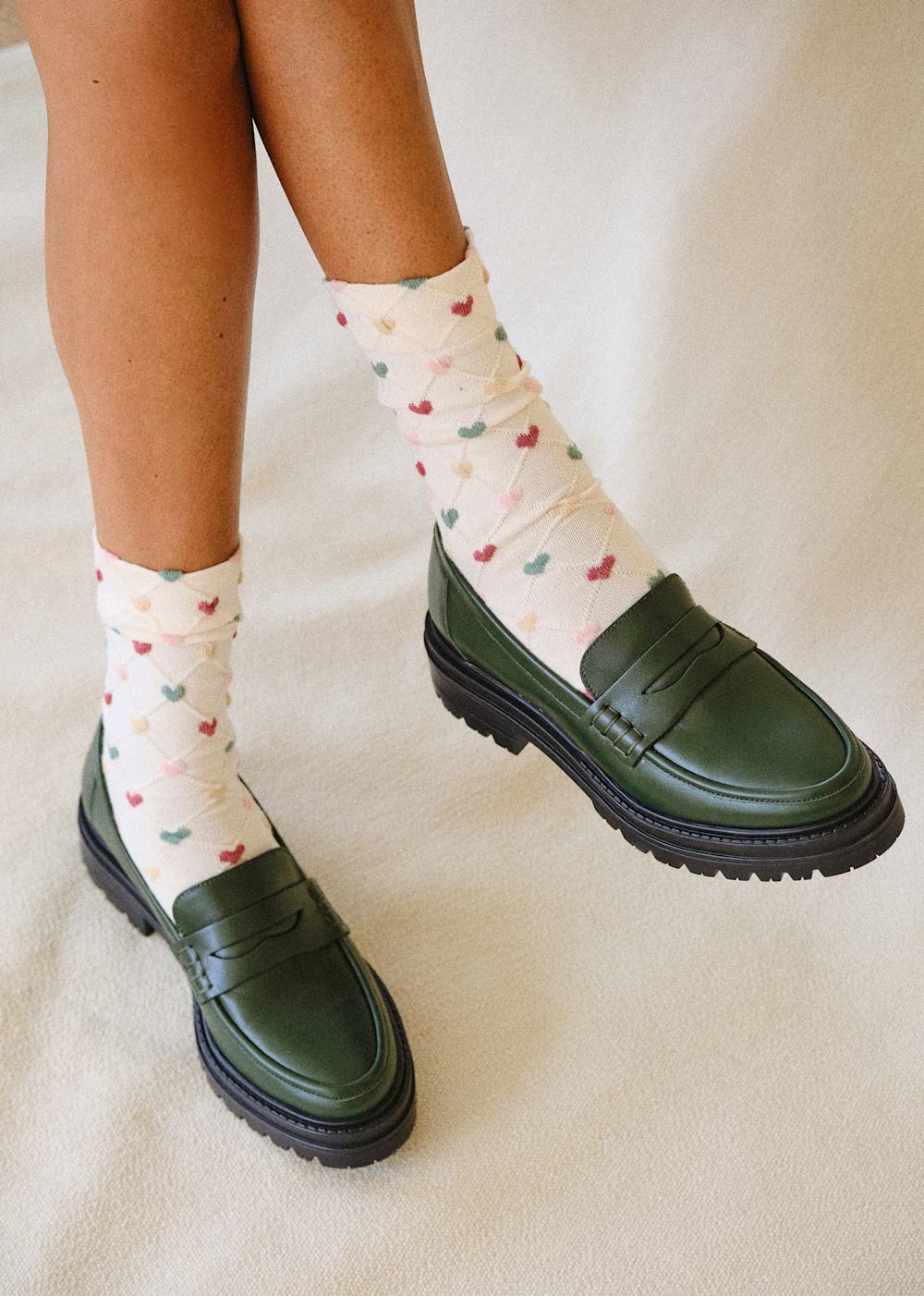 Eva Socks - Ecru Multico Hearts