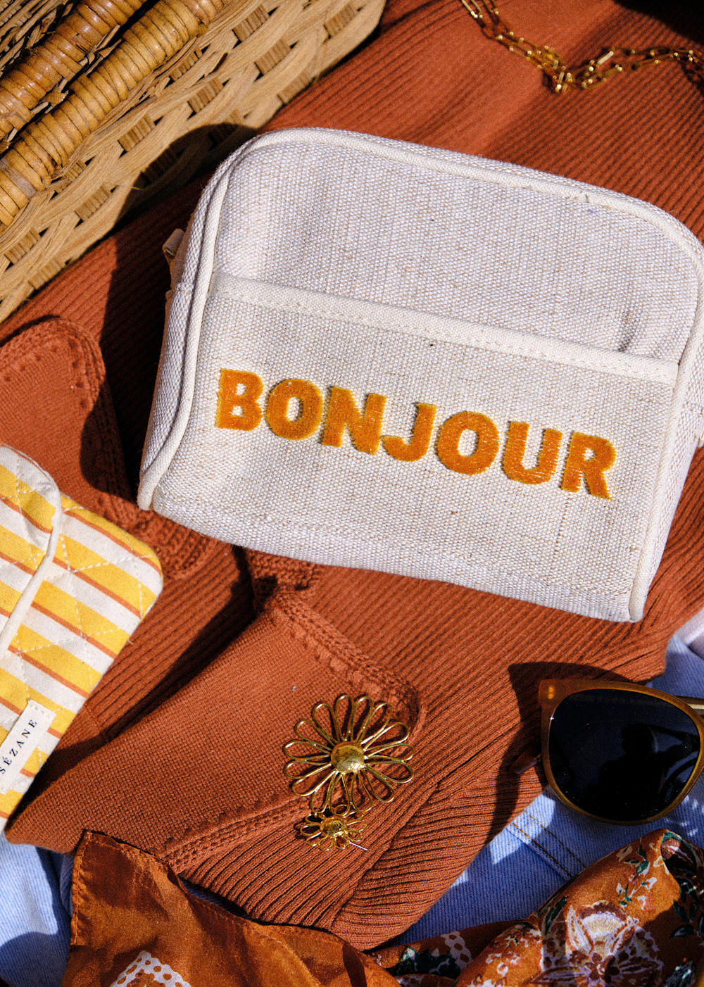 Jute Amour Beauty Case - Yellow Bonjour