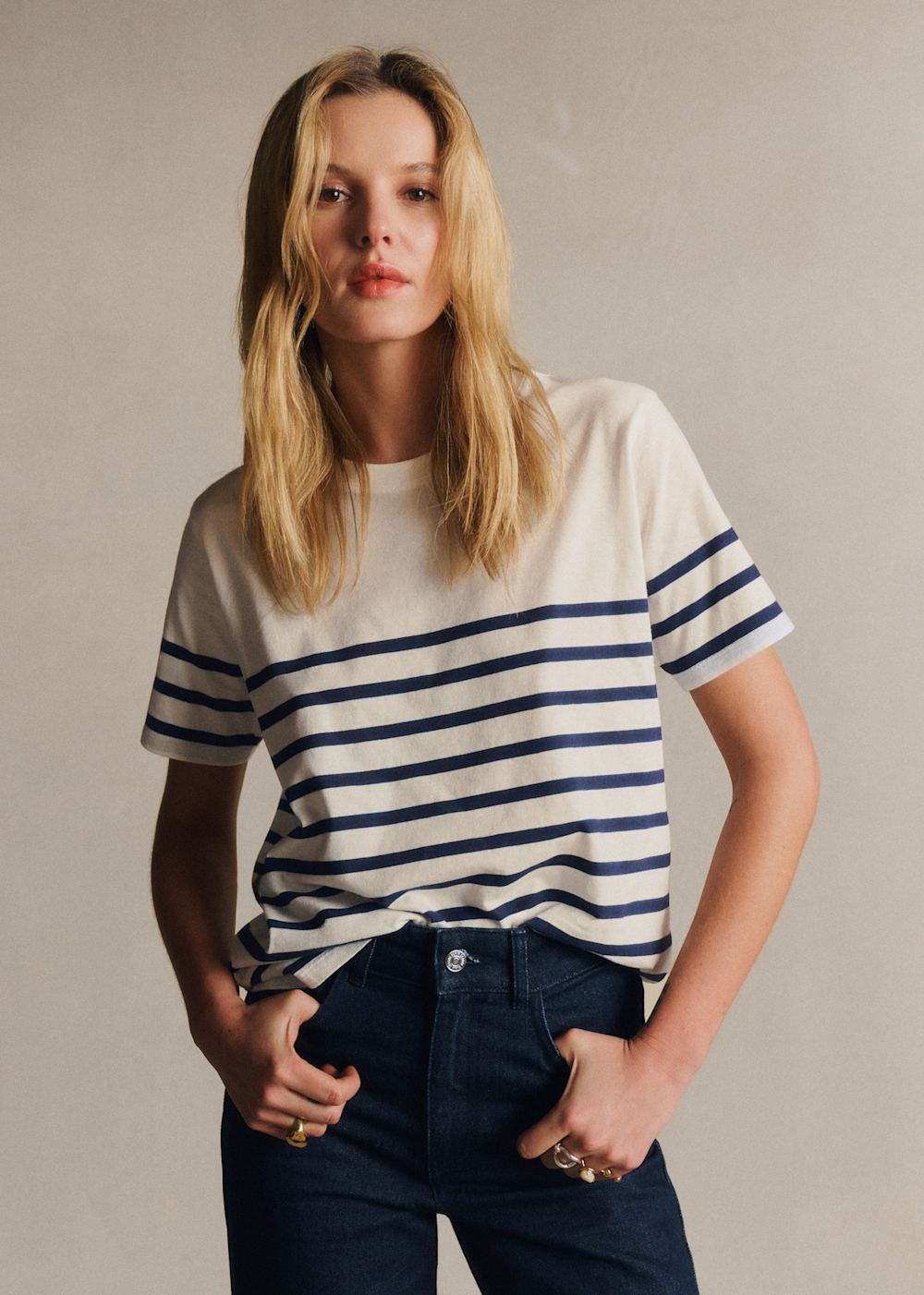 Conrad T-Shirt - Cream Navy