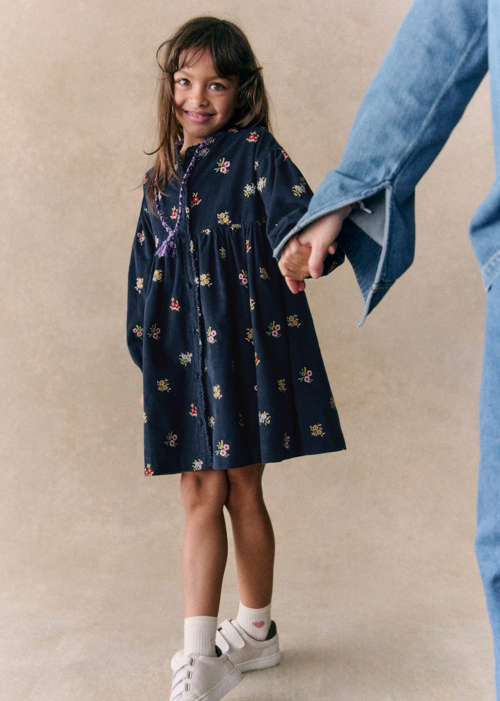 Alice Dress - Navy Multicoloured Embroidery