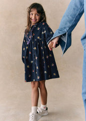 Alice Dress - Navy Multicoloured Embroidery